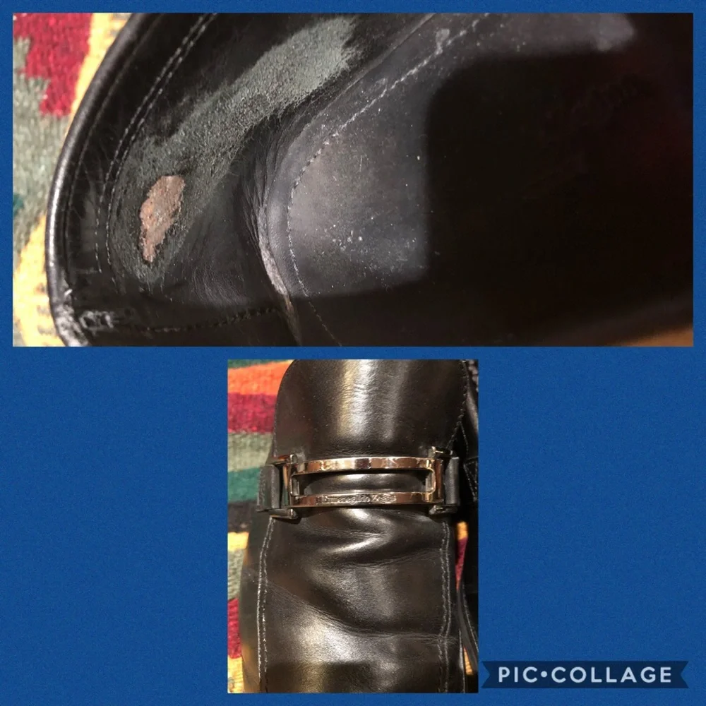Ermenegildo Zegna Black Leather Buckle Loafers Slip On Dress Shoes Men's 8